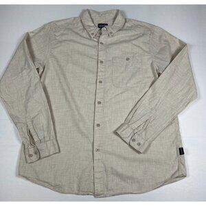 Patagonia Men's Large Linen Organic Cotton Long Sleeve Button Up Shirt Beige